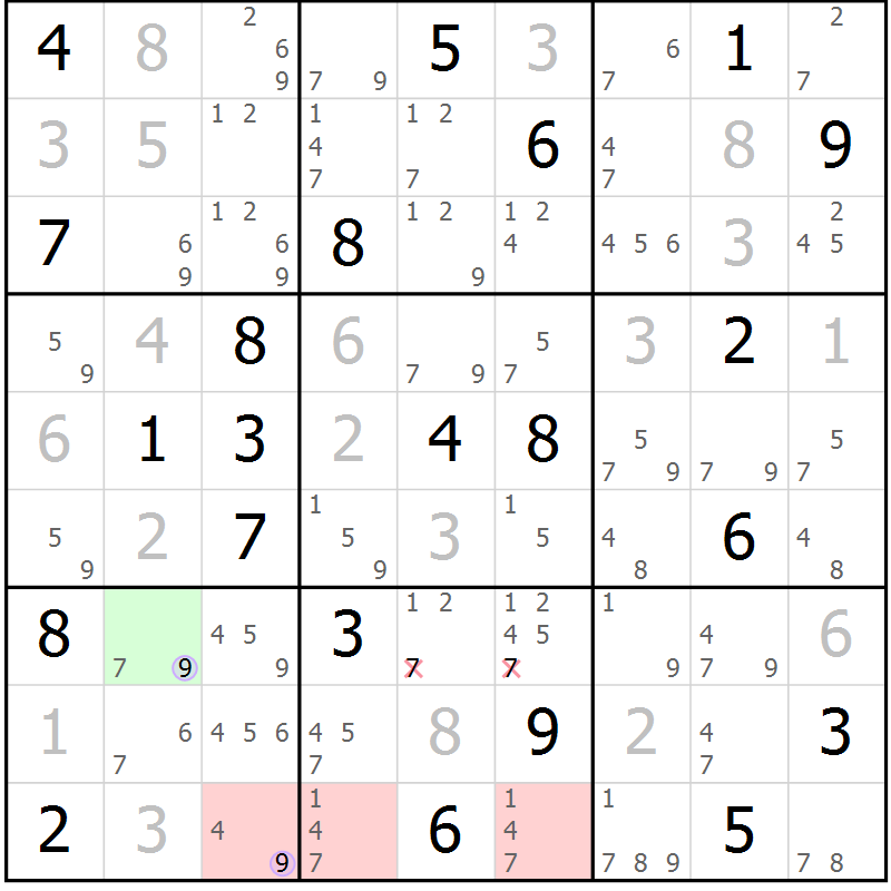 Position des candidats pour la solution de la Gr 11 page 14 du magazine de sudoku Suprême n° 024