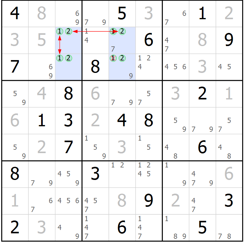 Position des candidats pour la solution de la Gr 11 page 14 du magazine de sudoku Suprême n° 024