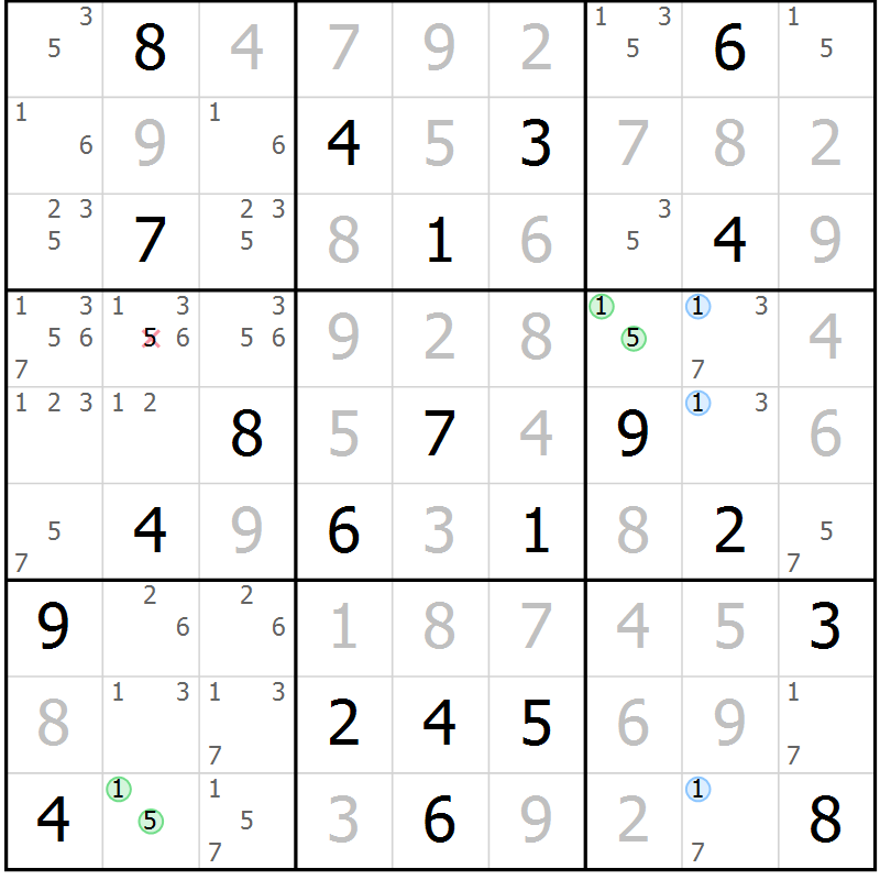Position des candidats pour la solution de la Gr 12 page 15 du magazine de sudoku Suprême n° 024