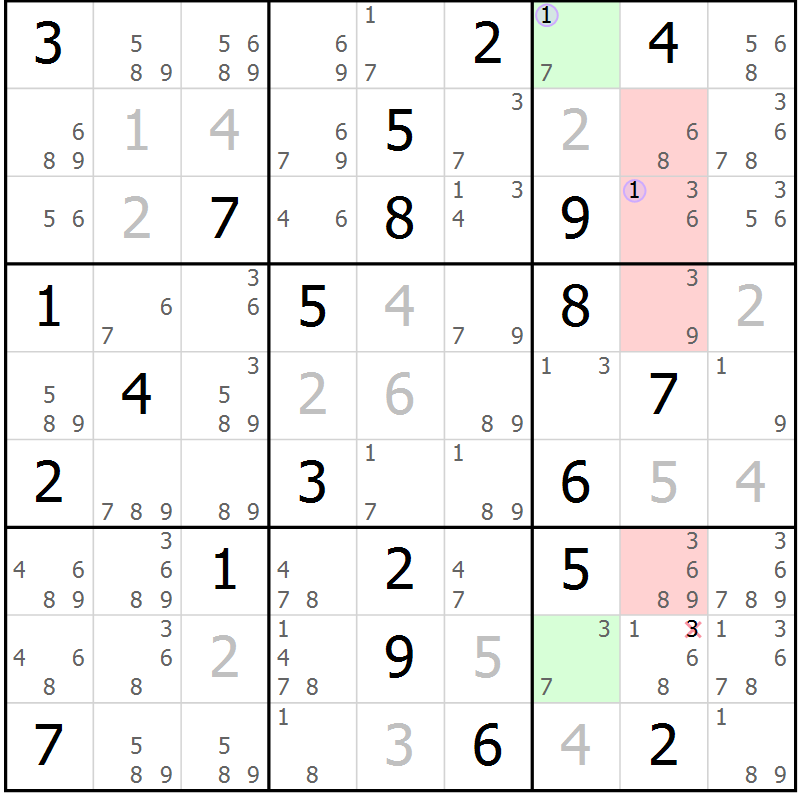 Position des candidats pour la solution de la Gr 13 page 16 du magazine de sudoku Suprême n° 024