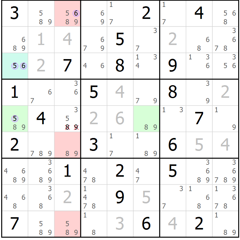 Position des candidats pour la solution de la Gr 13 page 16 du magazine de sudoku Suprême n° 024