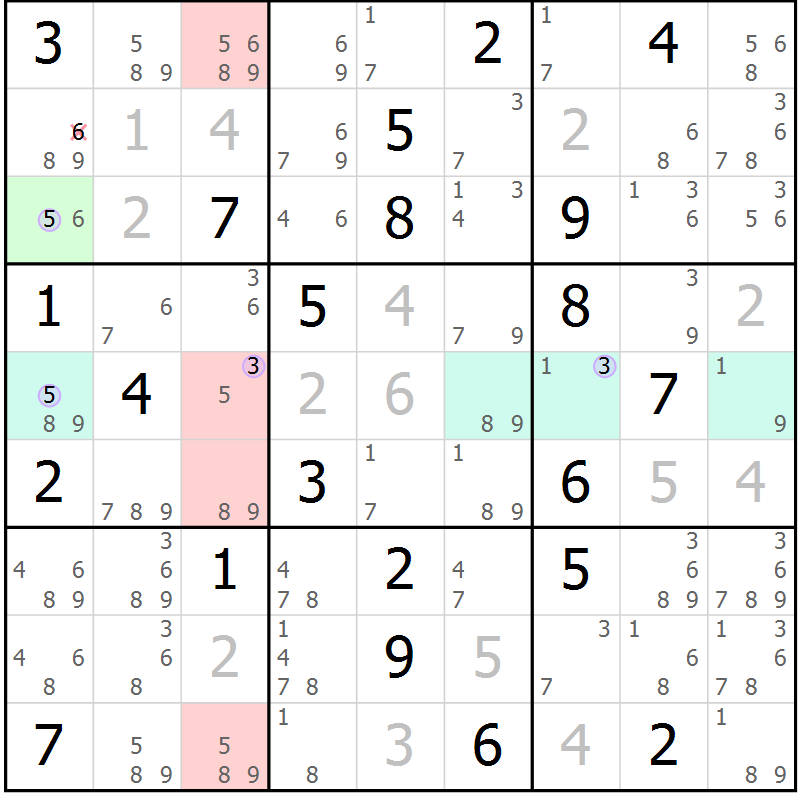 Position des candidats pour la solution de la Gr 13 page 16 du magazine de sudoku Suprême n° 024