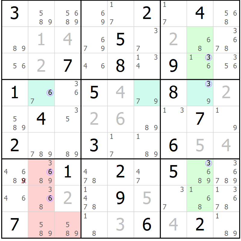 Position des candidats pour la solution de la Gr 13 page 16 du magazine de sudoku Suprême n° 024