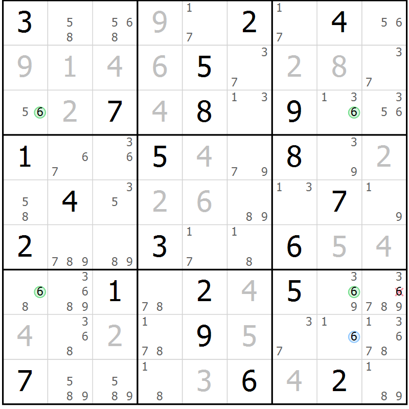 Position des candidats pour la solution de la Gr 13 page 16 du magazine de sudoku Suprême n° 024