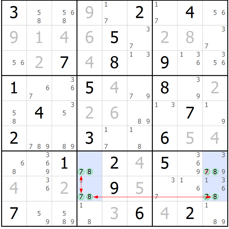 Position des candidats pour la solution de la Gr 13 page 16 du magazine de sudoku Suprême n° 024