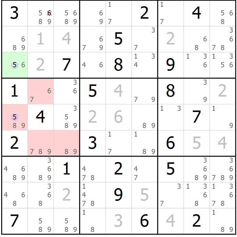 Position des candidats pour la solution de la Gr 13 page 16 du magazine de sudoku Suprême n° 024