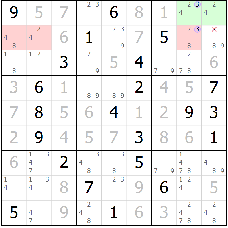 Position des candidats pour la solution de la Gr 14 page 17 du magazine de sudoku Suprême n° 024