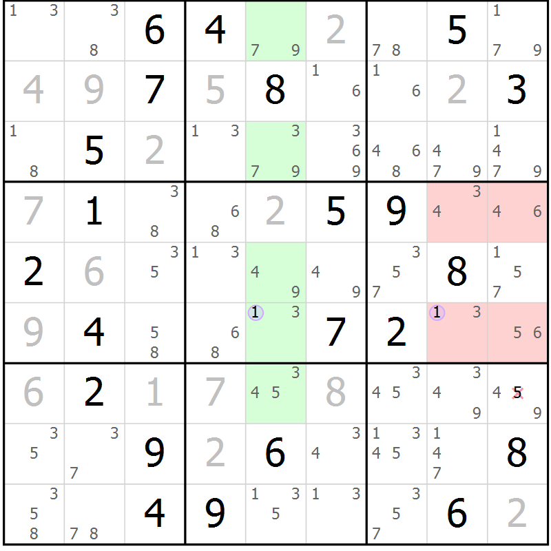 Position des candidats pour la solution de la Gr 16 page 19 du magazine de sudoku Suprême n° 024