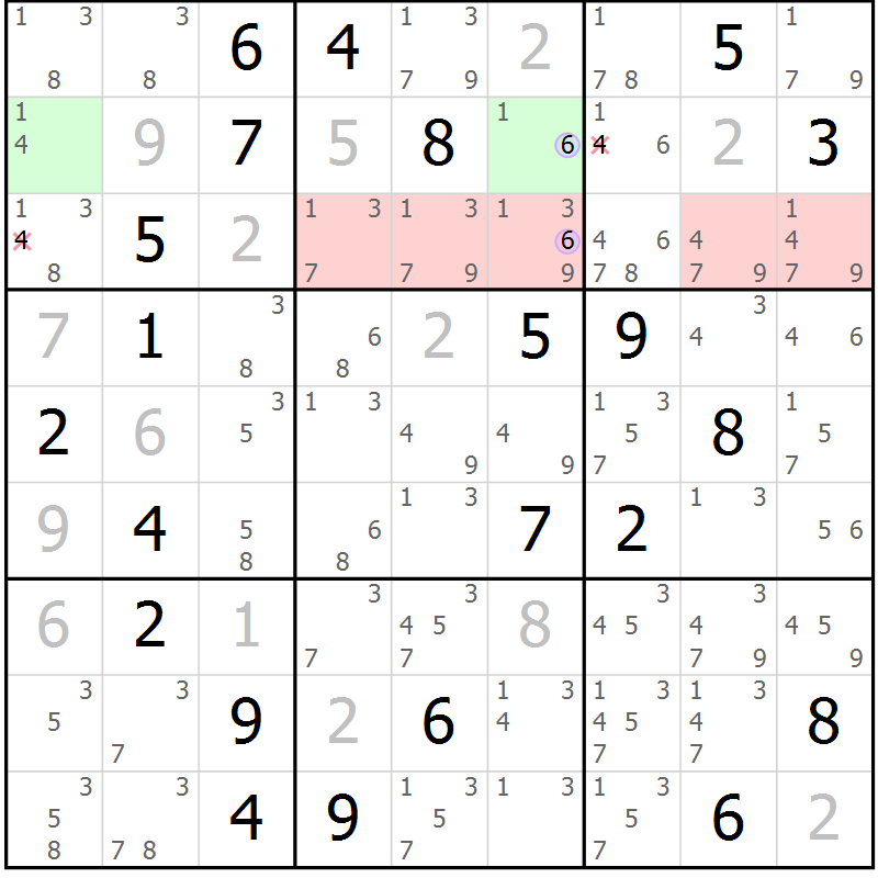 Position des candidats pour la solution de la Gr 16 page 19 du magazine de sudoku Suprême n° 024