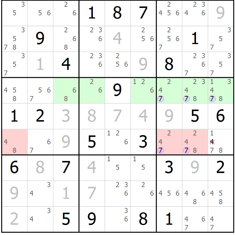 Position des candidats pour la solution de la Gr 17 page 20 du magazine de sudoku Suprême n° 024