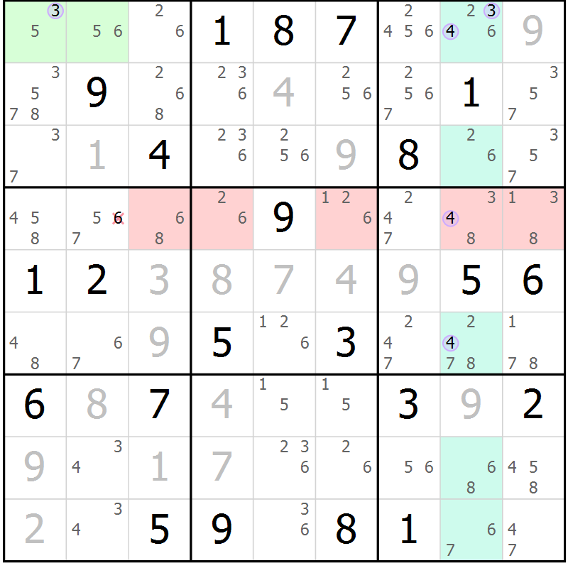 Position des candidats pour la solution de la Gr 17 page 20 du magazine de sudoku Suprême n° 024