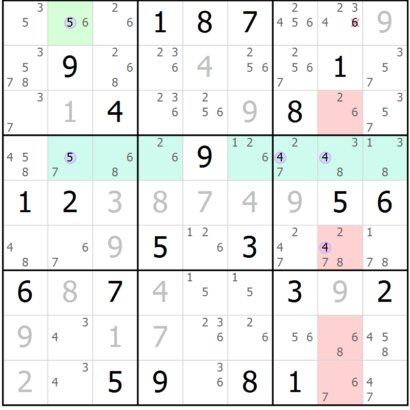 Position des candidats pour la solution de la Gr 17 page 20 du magazine de sudoku Suprême n° 024