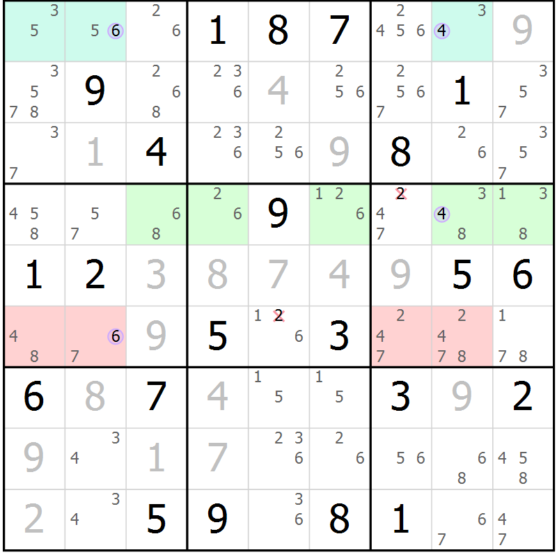 Position des candidats pour la solution de la Gr 17 page 20 du magazine de sudoku Suprême n° 024