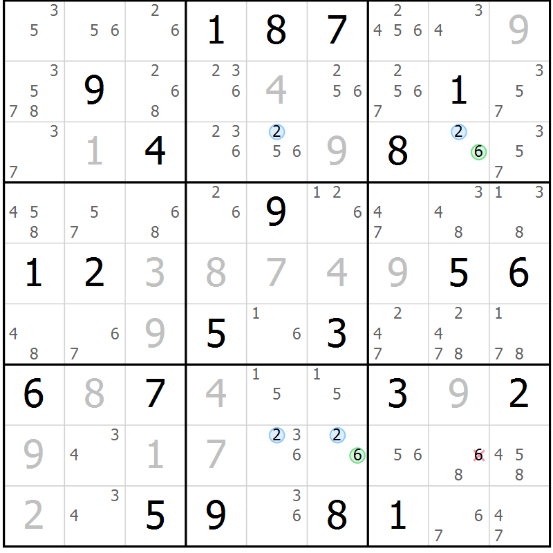 Position des candidats pour la solution de la Gr 17 page 20 du magazine de sudoku Suprême n° 024
