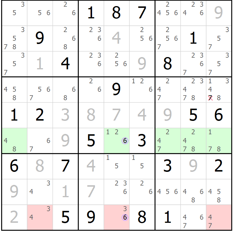 Position des candidats pour la solution de la Gr 17 page 20 du magazine de sudoku Suprême n° 024