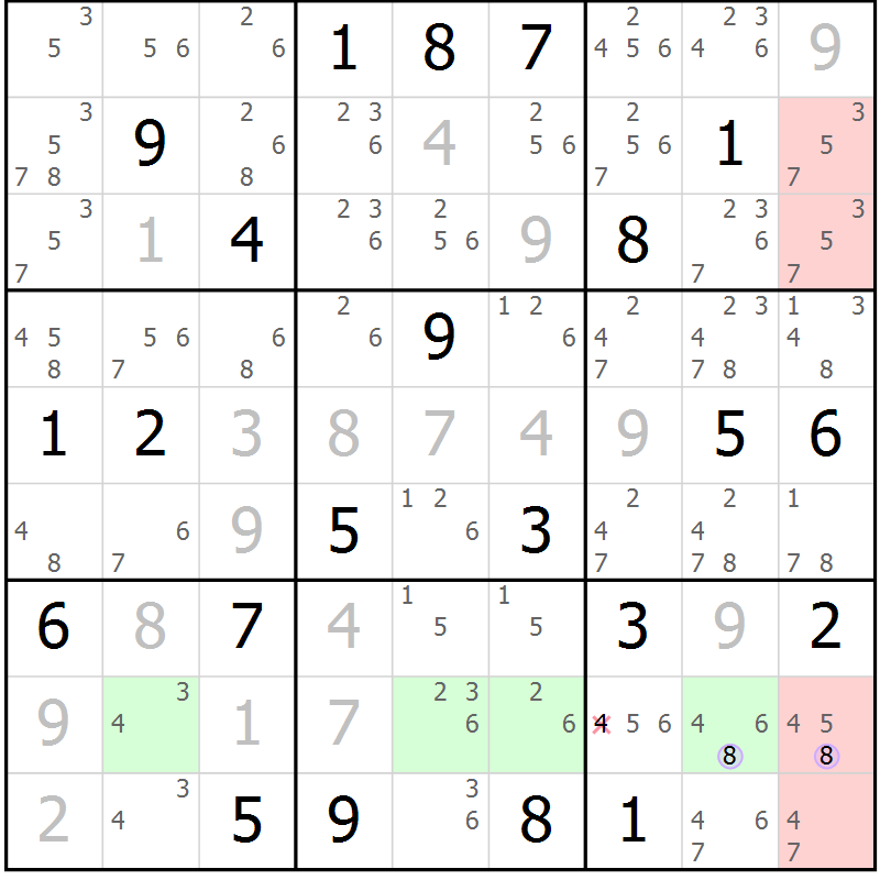 Position des candidats pour la solution de la Gr 17 page 20 du magazine de sudoku Suprême n° 024