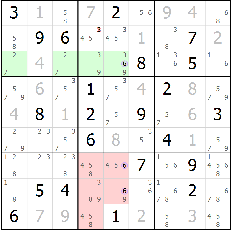 Position des candidats pour la solution de la Gr 18 page 21 du magazine de sudoku Suprême n° 024