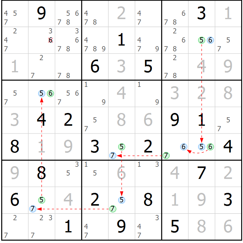 Position des candidats pour la solution de la Gr 2 page 5 du magazine de sudoku Suprême n° 024