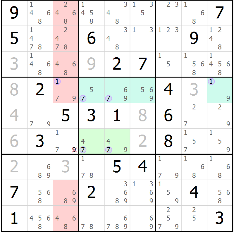 Position des candidats pour la solution de la Gr 20 page 23 du magazine de sudoku Suprême n° 024