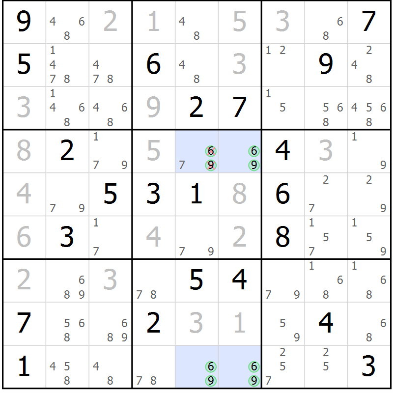 Position des candidats pour la solution de la Gr 20 page 23 du magazine de sudoku Suprême n° 024