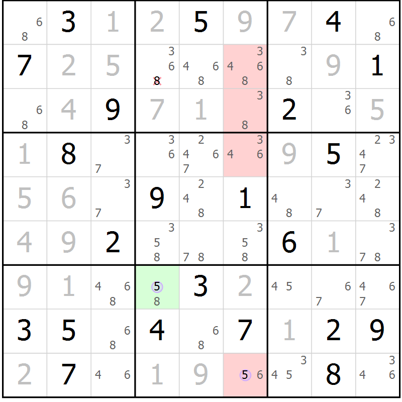 Position des candidats pour la solution de la Gr 21 page 24 du magazine de sudoku Suprême n° 024