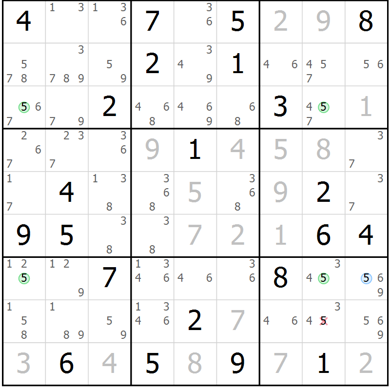 Position des candidats pour la solution de la Gr 22 page 25 du magazine de sudoku Suprême n° 024