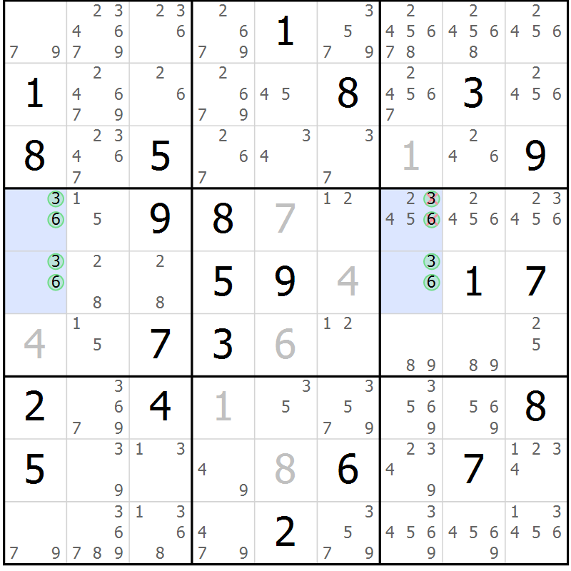 Position des candidats pour la solution de la Gr 24 page 27 du magazine de sudoku Suprême n° 024