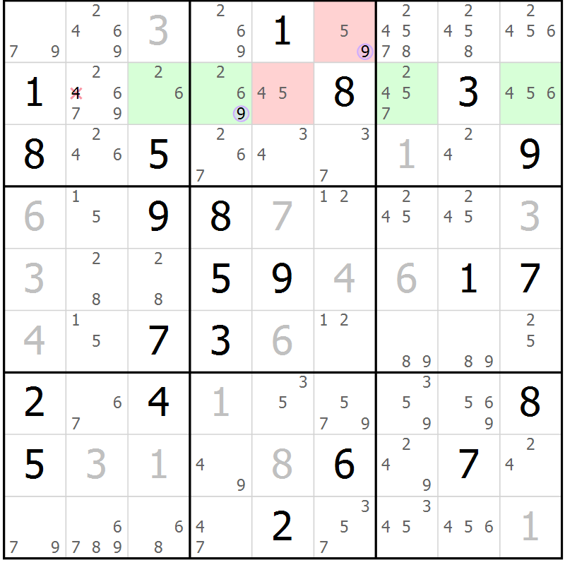 Position des candidats pour la solution de la Gr 24 page 27 du magazine de sudoku Suprême n° 024