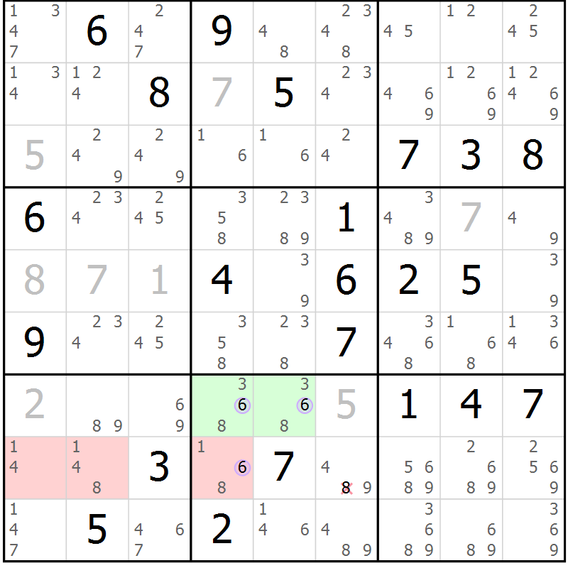 Position des candidats pour la solution de la Gr 26 page 29 du magazine de sudoku Suprême n° 024
