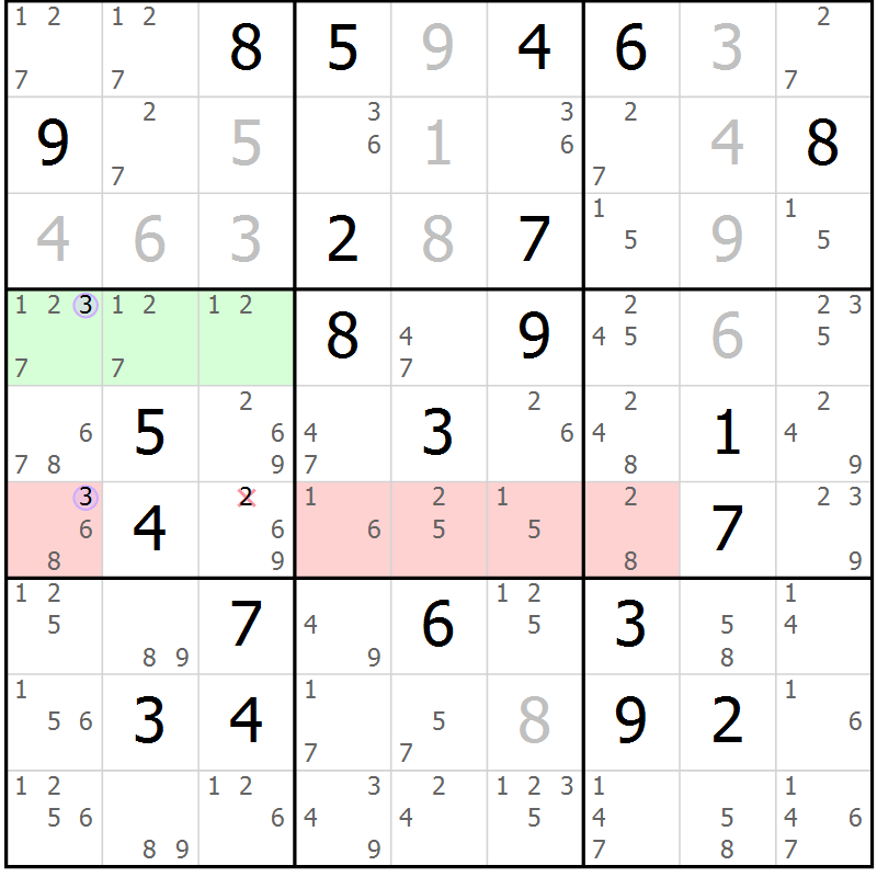 Position des candidats pour la solution de la Gr 27 page 30 du magazine de sudoku Suprême n° 024