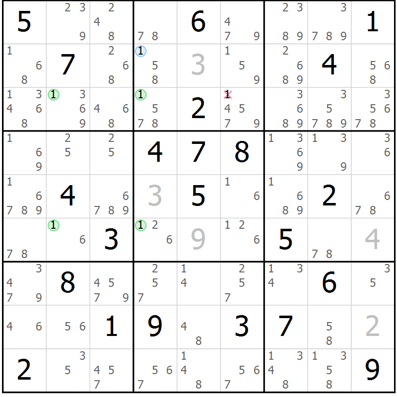 Position des candidats pour la solution de la Gr 28 page 31 du magazine de sudoku Suprême n° 024