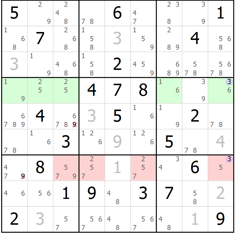 Position des candidats pour la solution de la Gr 28 page 31 du magazine de sudoku Suprême n° 024