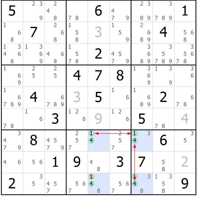 Position des candidats pour la solution de la Gr 28 page 31 du magazine de sudoku Suprême n° 024