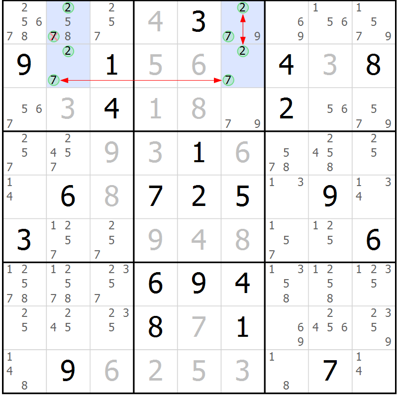 Position des candidats pour la solution de la Gr 29 page 32 du magazine de sudoku Suprême n° 024