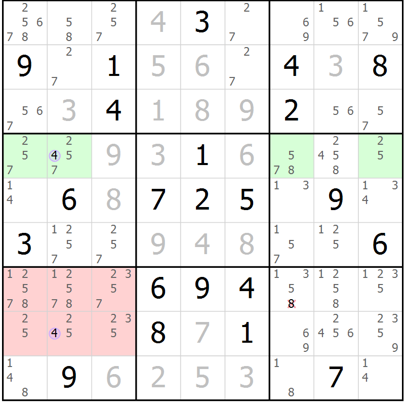Position des candidats pour la solution de la Gr 29 page 32 du magazine de sudoku Suprême n° 024