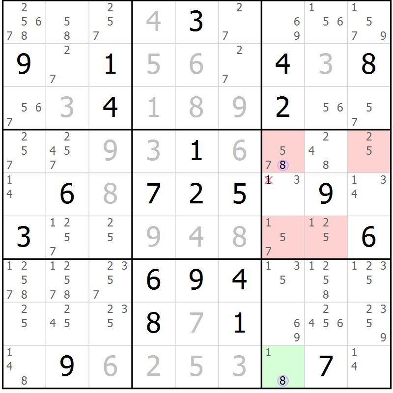 Position des candidats pour la solution de la Gr 29 page 32 du magazine de sudoku Suprême n° 024