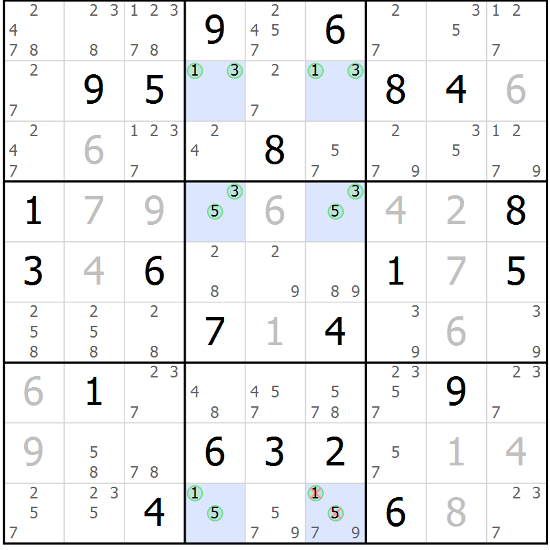 Position des candidats pour la solution de la Gr 30 page 33 du magazine de sudoku Suprême n° 024