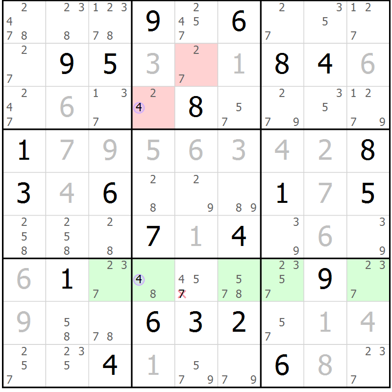 Position des candidats pour la solution de la Gr 30 page 33 du magazine de sudoku Suprême n° 024