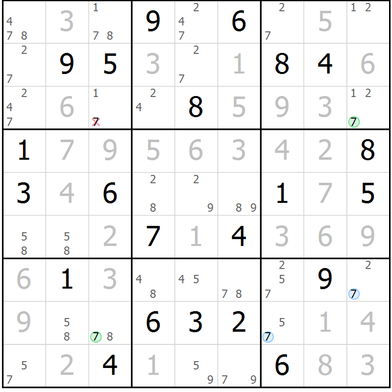 Position des candidats pour la solution de la Gr 30 page 33 du magazine de sudoku Suprême n° 024