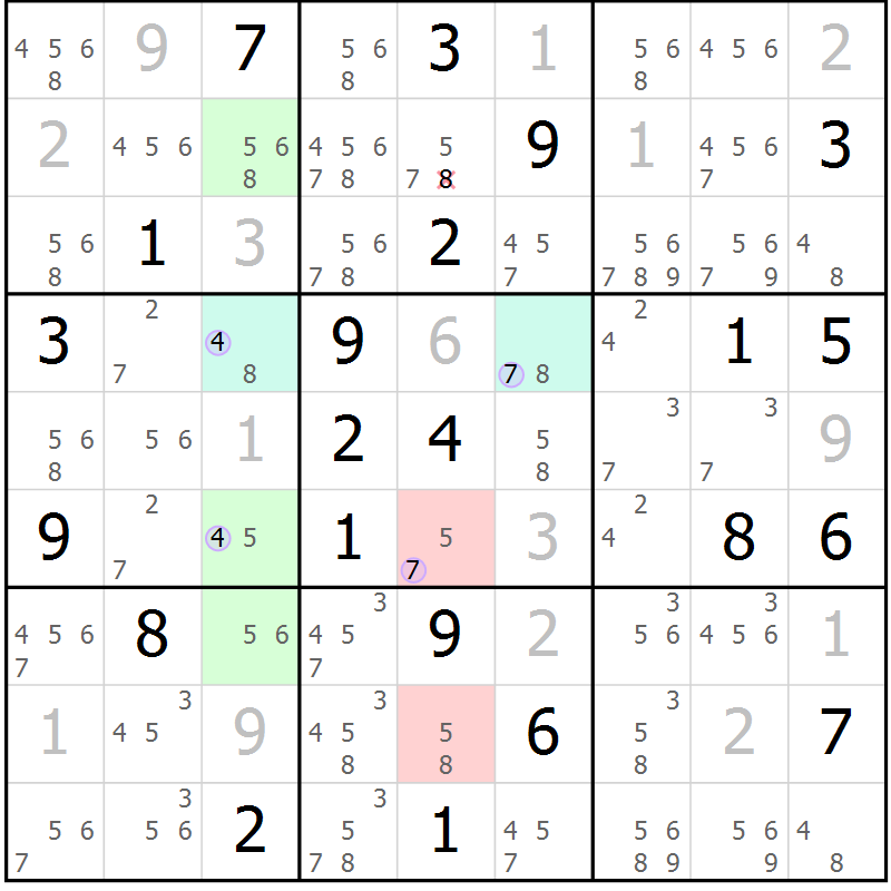 Position des candidats pour la solution de la Gr 31 page 34 du magazine de sudoku Suprême n° 024