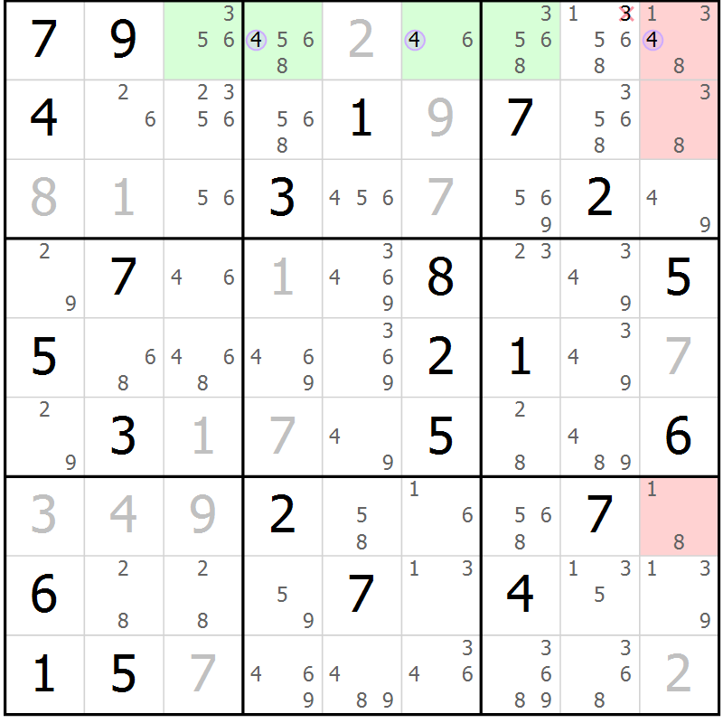 Position des candidats pour la solution de la Gr 32 page 35 du magazine de sudoku Suprême n° 024