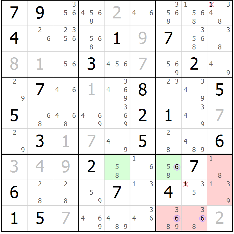 Position des candidats pour la solution de la Gr 32 page 35 du magazine de sudoku Suprême n° 024
