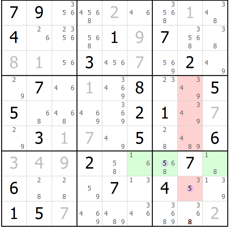 Position des candidats pour la solution de la Gr 32 page 35 du magazine de sudoku Suprême n° 024