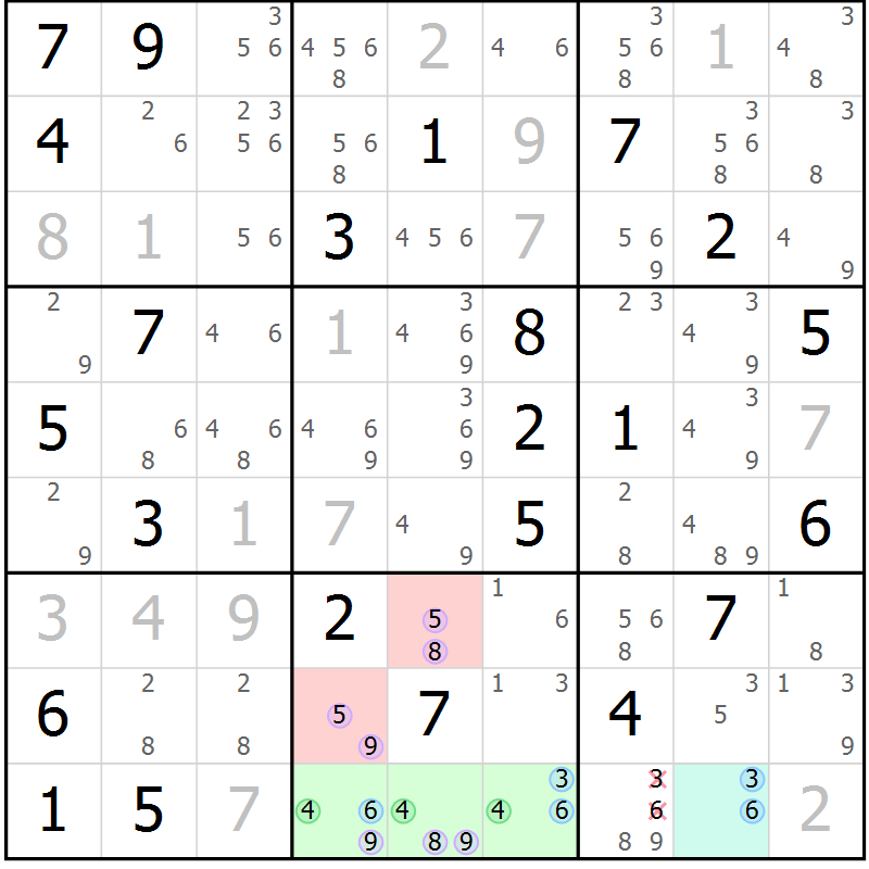 Position des candidats pour la solution de la Gr 32 page 35 du magazine de sudoku Suprême n° 024