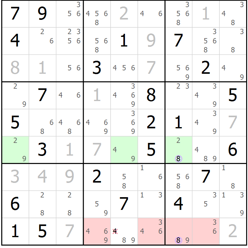 Position des candidats pour la solution de la Gr 32 page 35 du magazine de sudoku Suprême n° 024