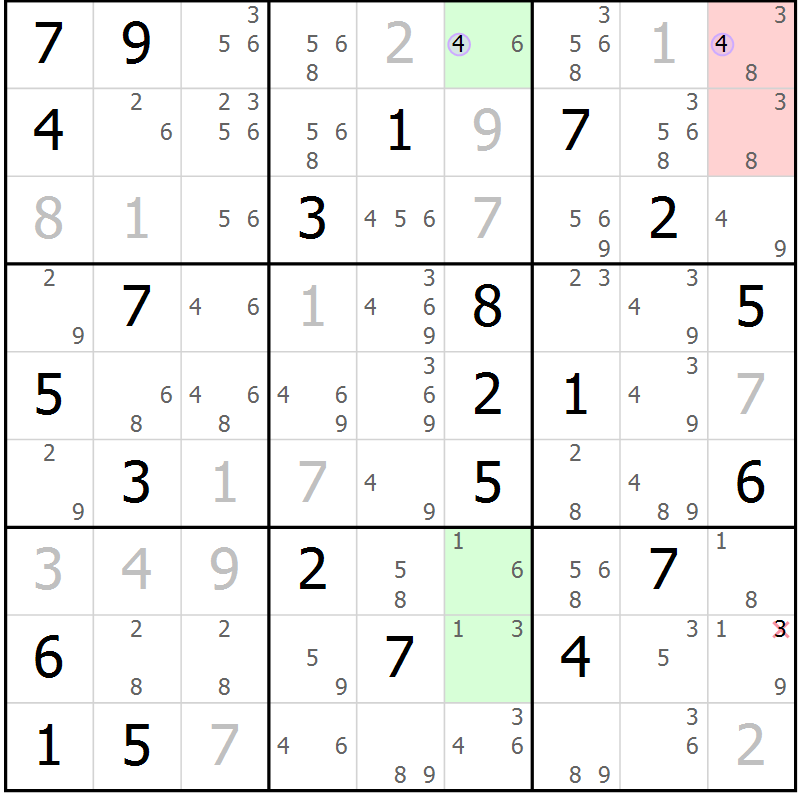 Position des candidats pour la solution de la Gr 32 page 35 du magazine de sudoku Suprême n° 024