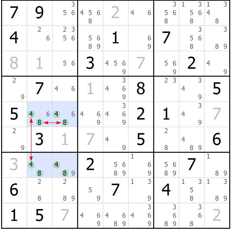 Position des candidats pour la solution de la Gr 32 page 35 du magazine de sudoku Suprême n° 024