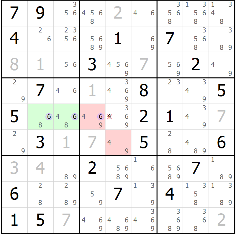 Position des candidats pour la solution de la Gr 32 page 35 du magazine de sudoku Suprême n° 024