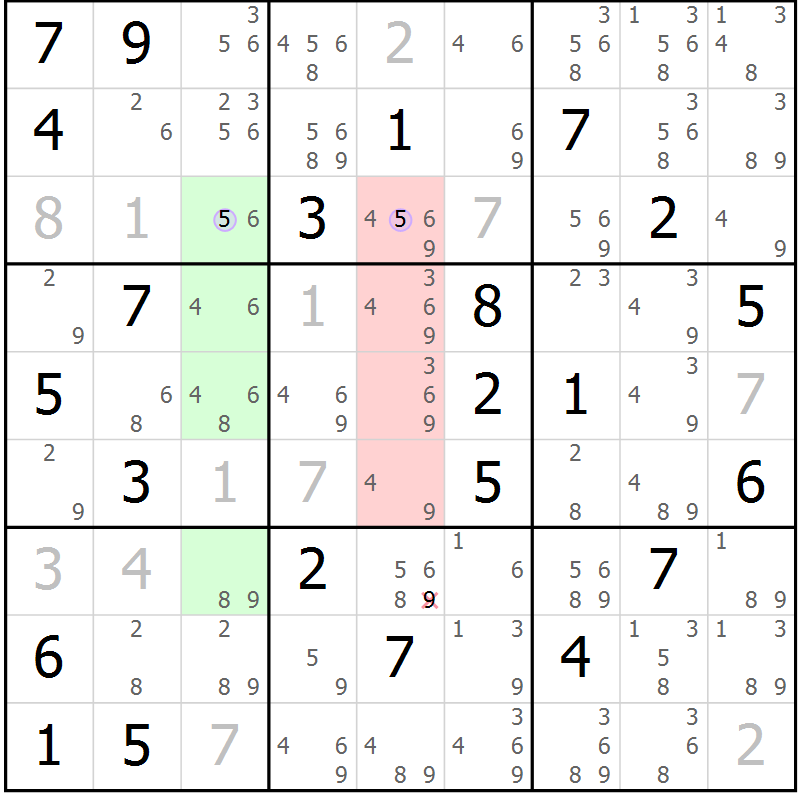 Position des candidats pour la solution de la Gr 32 page 35 du magazine de sudoku Suprême n° 024