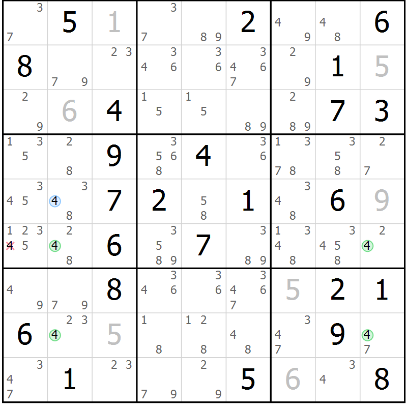Position des candidats pour la solution de la Gr 34 page 37 du magazine de sudoku Suprême n° 024